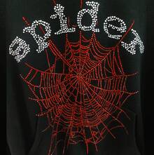 SP5DER Hoodie Spider Print Streetwear Unisex Oversized ,Sweatshirt For Men Women - màu đen - Xem 5
