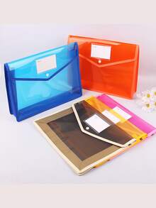 Expandable Plastic File Folder With Snap Closure Transparent Envelope Pocket, No Dividers, Large Capacity, Multi-Color Options, Suitable For Letter/A4 Size (Random Color) - Single Piece - View 3
