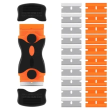 1 Set Of Scraper Blades, Glass Scraper Scraper Tools, 10PCS Steel And 10PCS Plastic Extra Blades, For Removing Stickers, Paper, Food Residues, Paint, Glue From Ovens, Windows - Multicolor - View 9