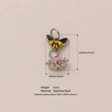 1pc Elegant Stainless Steel Flower Series Iris, Tulip, Chrysanthemum, Orchid, Cherry Blossom DIY Pendant, 18K Gold Plated, DIY Jewelry Accessory, Necklace, Bracelet, Earring, Keychain, Bag, Women Jewelry, Wallet, Charm, Small Pendant, Gift - Multicolor - View 14