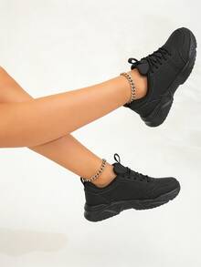 SAILUOPU Women's Casual Thick-Soled Sneakers, Black Soft Upper, Lightweight And Comfortable - Black - View 7