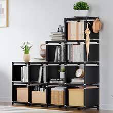 12/15/20 Tier Freely Assembled Bookshelf And Storage Rack - Heavy Duty Plastic/Metal Frame, Easy To Assemble Floor-Standing Multi-Layer Shelving Unit, Suitable For Bedroom, Dorm, Modern Minimalist Style - Multicolor - View 6