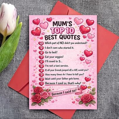 1 Greeting Card+1 Envelope Humorous Mother's Day Card, Fun Slogan, Suitable As A Gift For Mothers' Birthdays Or Special Occasions, Celebrating And Bringing Laughter, Charming Mother's Day Gift Mother's Day Card - Unique Text And Image Design, Perfect Mother's Gift