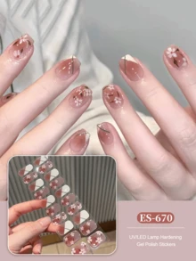 Semi Cured Gel Nail Strips, 20Pcs Long Lasting Salon Quality Wraps, Easy Apply & Remove Gel Nail Stickers With UV Lig - Multicolor - View 8