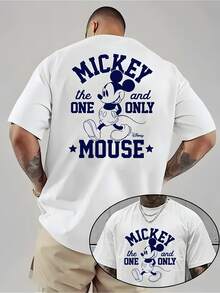 Disney Mickey Mouse "The One And Only" Retro Varsity Double-Sided Graphic Oversized T-Shirt, Classic Disney College Style Tee - 白色 - 查看 1