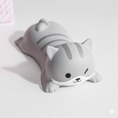 1个可爱鼠标垫腕托，桌面装饰，符合人体工学的办公桌鼠标腕垫，手枕，生日礼物，鼠标键盘肘垫，适用于办公桌，慢回弹，PU材质鼠标垫，猫咪、狗狗、返校游戏图案可选