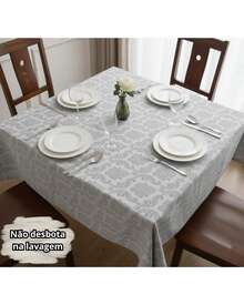 Jacquard Tablecloth For 4, 6, Or 8 People. - Light Grey - View 4