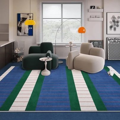 1pc Modern Geometric Striped Pattern Washable Carpet, Non-Slip, Fine Texture, Soft And Comfortable, Non-Shedding, Clear Pattern, Stable Backing Structure With Anti-Slip Design, Suitable For Long-Term Indoor Home Decor, Modern Minimalist Style With Geometric Striped Elements, Versatile For Various Home Decor Styles, Applicable For Living Room Carpet, Living Room Area Rug, Large Living Room Carpet, Rug In Front Of Sofa