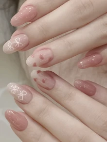 半固化凝胶美甲贴，20片装，持久耐用，沙龙级品质，易于粘贴和卸除，需配合UV灯使用 - 淺粉色 - 查看 4