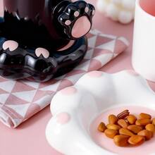 1件套300毫升手工陶瓷咖啡杯碟，猫爪图案，适合下午茶、牛奶、拿铁或甜点——绝佳的礼品之选 - 彩色 - 查看 9