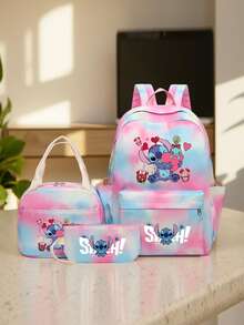 三件套卡通印花学生背包套装，时尚耐用的尼龙材质背包，配有可调节肩带、涤纶内衬和拉链，包含铅笔盒，轻便可水洗，是上学和旅行的必备单品。 - 套裝 - 查看 10