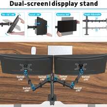 This Ergonomically Designed, Two-Arm Monitor Stand Is Suitable For Both Televisions And Computers And Accommodates Two LCD Monitors With Screen Diagonals From 13 To 27 Inches. It Is Tiltable And Swiveling On Both Sides, Height-Adjustable, And Made Of Steel. Three Screwdrivers Are Included. - Black - View 6