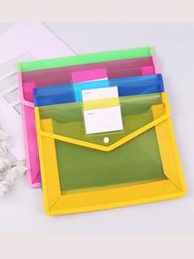 Expandable Plastic File Folder With Snap Closure Transparent Envelope Pocket, No Dividers, Large Capacity, Multi-Color Options, Suitable For Letter/A4 Size (Random Color) - Single Piece - View 7