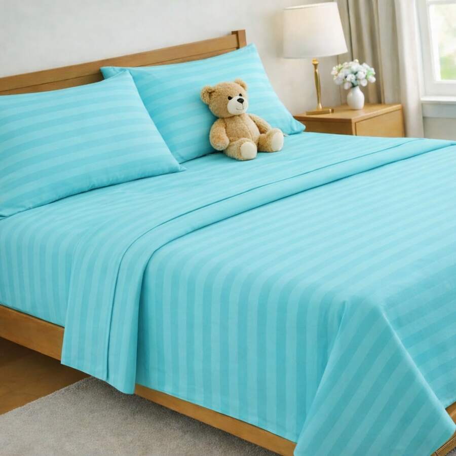 AMOROSA Juego de Sábanas Premium de 3/4Piezas(Sábana Ajustable+Sábana Plana+Fundas de Almohada)Juego de Sabanas Matrimonial,Suave y Transpirable,Duradero para Todo el Año Ideal para Dormitorio Departamento Hospedajes Decoración de Hogar