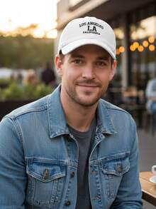 Los Angeles LA California Premium Adjustable Embroidered Unisex Curved Brim Casual Cotton Cap For Men And Women - trắng - Xem 3