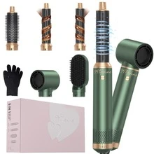 ATOPSKINS 2026升级版五合一热风吹风机及专业沙龙级造型工具 | 5个可拆卸互换刀头 + 3种精准温度设置 | 自动卷发及多种造型（卷发/波浪/直发/柔顺/蓬松/内卷/外卷） - 綠色 - 查看 13
