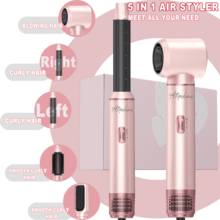 ATOPSKINS 2026升级版五合一多功能专业热造型工具（自动卷发棒+热风梳+直发梳）| 5个可拆卸替换刀头 + 3档温度设置 | 沙龙级多功能造型（卷发/波浪/直发/柔顺/蓬松/内卷/外卷）| 告别毛躁 - 粉色 - 查看 13