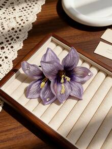 1pc Ethereal Artificial Lily Flower Hair Clip, Side Hair Clip For Beach Vacation, Photo Shoot, Wedding, Party, Sweet Girl Hair Accessory - Multicolor - View 21