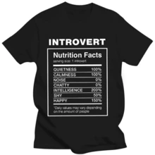 Introvert Logo T Shirt Funny Sayings Humor Introvers Joke T- Shirts Summer Cotton Streetwear Humor Quotes - Black - View 1