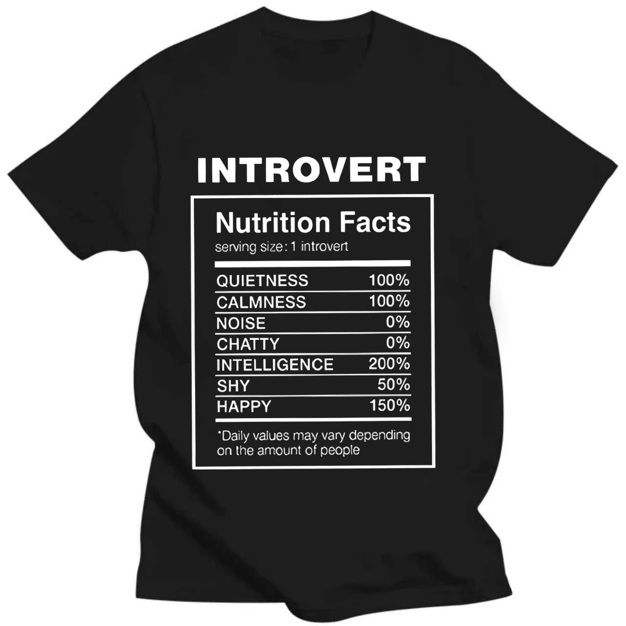 Introvert Logo T Shirt Funny Sayings Humor Introvers Joke T- Shirts Summer Cotton Streetwear Humor Quotes - Black - View 1