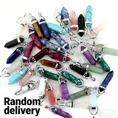 10/20颗随机颜色宝石子弹形水晶吊坠，能量疗愈水晶饰品，可用于项链制作，女性灵性礼物，能量疗愈