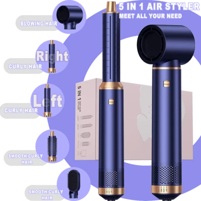 ATOPSKINS Moldeador de aire caliente 5 en 1 | 5 cabezales desmontables e intercambiables + 3 ajustes de temperatura precisos | Rizado automático y múltiples estilos (rizado/ondulado/liso/volumen) | Antiencrespamiento y peinado duradero sin estática | Apto para todo tipo de cabello (fino/grueso/rizado/liso) | Regalo ideal para mujeres (Día de San Valentín, Epifanía, Carnaval) | Apto para peluquería/hogar/estilo al aire libre, oficina, vacaciones, fiesta, desfile de carnaval