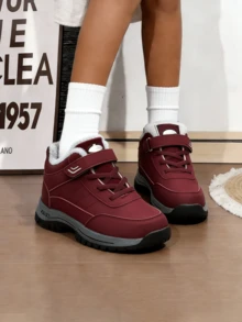 2025 Winter Men's Fashion Non-Slip Fleece-Lined Snow Boots, Thickened, Fleece-Lined, Warm Short Boots, Couple's Matching Boots - 紅色 - 查看 3