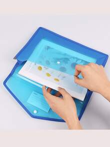 Expandable Plastic File Folder With Snap Closure Transparent Envelope Pocket, No Dividers, Large Capacity, Multi-Color Options, Suitable For Letter/A4 Size (Random Color) - Single Piece - View 5