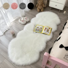 1pc Solid Color Asymmetrical Faux Fur Rug, Cozy Decor For Kids Room, Living Room Small Carpet, Bedroom Rug, Home Decor, Outdoor Carpet, Washable - Multicolor - View 1