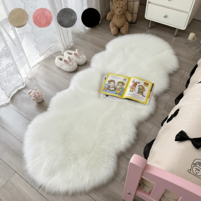 1 Adet Düz Renk Asimetrik Suni Kürk Halı, Çocuk Odası, Oturma Odası, Yatak Odası İçin Rahat Dekorasyon, Ev Dekorasyonu, Dış Mekan Halısı, Yıkanabilir