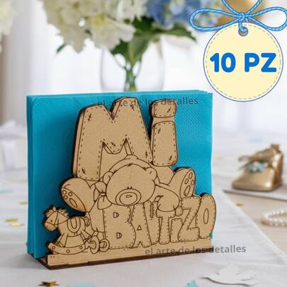 10 SERVILLETEROS PARA BAUTIZO, GRABADO DECORACIÓN PARA FIESTA INFANTIL, BAUTIZO
