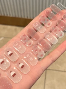 半固化凝胶美甲贴，20片装，持久耐用，沙龙级品质，易于粘贴和卸除，需配合UV灯使用 - 淺粉色 - 查看 5