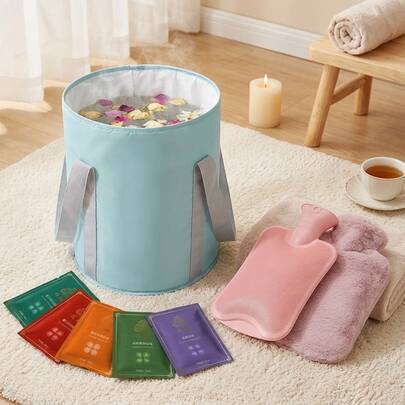 1PC Indoor And Outdoor Foldable Foot Soaking Bucket, Portable Home Foot Soaking Bag, Large Capacity Camping Portable Storage Bag, Travel Multi-Functional Foot Soaking Bucket