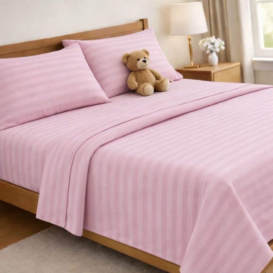 Juego de Sábanas Premium de 3/4/5Piezas(Sábana Ajustable+Sábana Plana+Fundas de Almohada)Juego de Sabanas Matrimonial,Suave y Transpirable,Duradero para Todo el Año Ideal para Dormitorio Departamento Hospedajes Decoración de Hogar