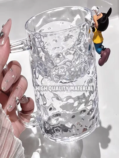 1pc Glacier Pattern Transparent Gargle Cup, Made Of High Transparency Glass Material, Suitable For Daily Rinsing And Drinking, Applicable For Home Brushing, Student Dormitory, Couples Washing, Luxury Desktop, Bathroom Storage, Bathroom, Vanity, Dormitory, Bedroom, Desk