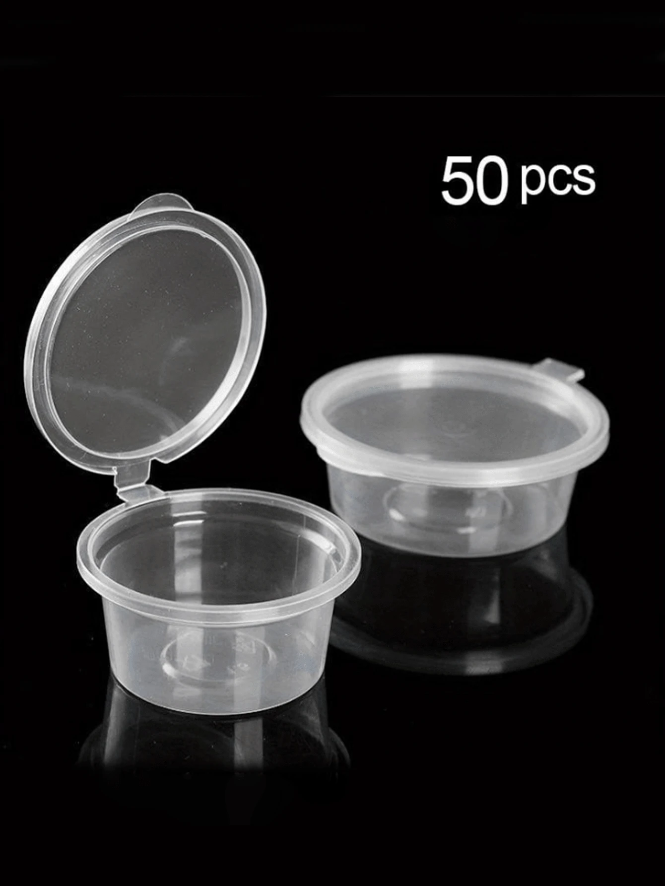 50个一次性调味杯，塑料酱料杯，透明一体式调味容器，适用于酱料、酸奶、布丁、外卖、旅行、派对用品 - 透明 - 查看 1