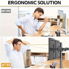 This Ergonomically Designed, Two-Arm Monitor Stand Is Suitable For Both Televisions And Computers And Accommodates Two LCD Monitors With Screen Diagonals From 13 To 27 Inches. It Is Tiltable And Swiveling On Both Sides, Height-Adjustable, And Made Of Steel. Three Screwdrivers Are Included. - Black - View 4