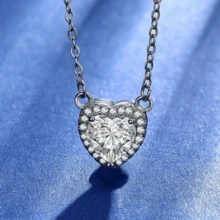 1件优雅仿锆石心形吊坠项链，时尚女士首饰，适合婚礼、情人节等场合佩戴。 - 銀色 - 查看 1