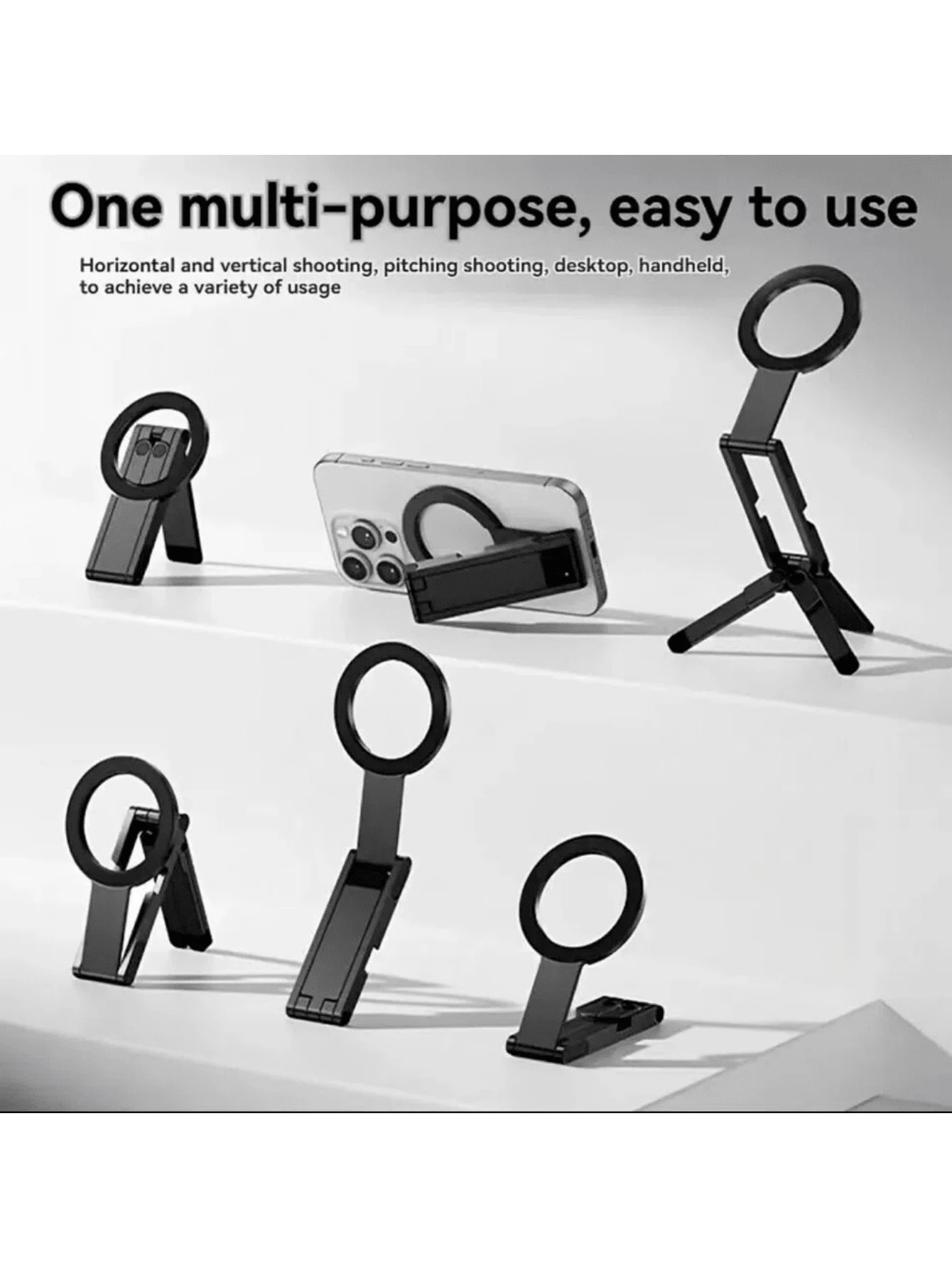 Giá đỡ điện thoại mini có thể gập lại, từ tính, di động và tiện dụng, đa góc độ, xoay ngang và dọc, lý tưởng cho văn phòng, xem video, phát trực tiếp, du lịch và làm quà tặng ngày Valentine.