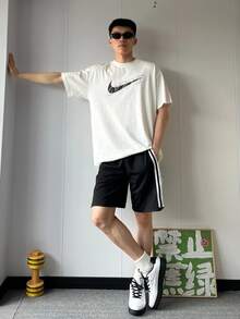 Nike Max90 Logo Print Pattern Loose Fit Crew Neck Short Sleeve T-Shirt, White - White - View 7