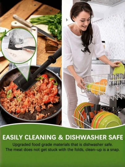 1pc High-Temperature Resistant Heavy-Duty Hamburger Meat Grinder, Equipped With Ergonomic Handle - Made Of Durable Plastic Material, Can Be Used To Make Homemade Patties, Steaks, Meatballs And Casserole Dishes - Heavy-Duty Plastic Meat Grinder With 5 Curved Blades, Suitable For Hamburgers, Biscuits, Mashed Potatoes, Multipurpose Kitchen Tool, 5 Curved Blades, Heat-Resistant Nylon, Suitable For Induction Cooktop And Gas Stove, Easy To Clean, Suitable For Home Cooking, Meat Cutting, Vegetable Preparation And Meal Preparation