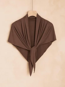 1pc Women's Soft & Comfortable Brown Jersey Hijab, Easy To Wear Muslim Headscarf - Multicolor - View 2