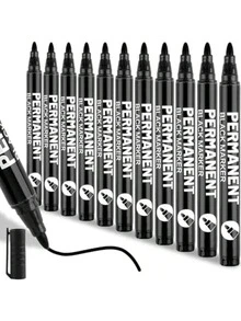 1-2mm Waterproof Permanent Marker Pen, Quick Drying Black Oil-Based Paint Marker, Non-Fading, Suitable For Paper, Ceramic, Glass, Wood, Metal, Fabric. Ideal For Painting, Writing, Graffiti, Marking. Essential Stationery For Back To School - Multicolor - View 11