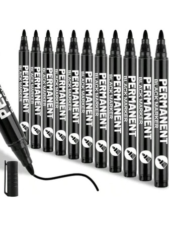 1-2mm Waterproof Permanent Marker Pen, Quick Drying Black Oil-Based Paint Marker, Non-Fading, Suitable For Paper, Ceramic, Glass, Wood, Metal, Fabric. Ideal For Painting, Writing, Graffiti, Marking. Essential Stationery For Back To School
