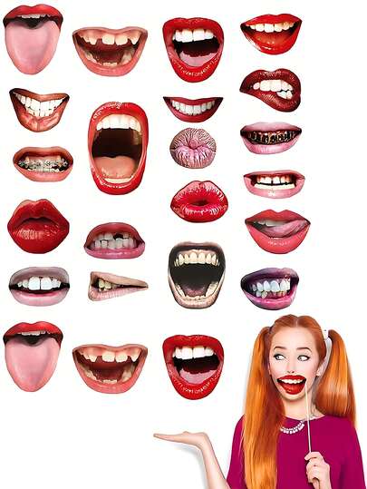 20pcs Funny Lip Shaped Photo Booth Props, Photo Booth Accessories, Amusing Lip Photo Booth Props, Party Decorations, Photo Booth Supplies, Hilarious Face Photo Booth Props, Handheld Lip Props Photo Booth, Suitable For Bachelorette Party, Graduation, Halloween, Birthday, Wedding And More