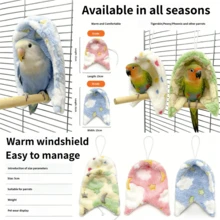 1个冬季鹦鹉小屋防风毛绒悬挂式鸟巢，适用于所有小型鹦鹉，宠物用品，鸟类用品，鸟巢，鹦鹉巢 - 彩色 - 查看 2