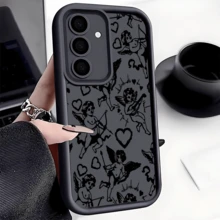 Valentine's Day 1pc Angel TPU Shockproof Phone Case, Thick Anti-Slip Protective Cover Compatible With Huawei, Honor, Galaxy S26, S26 Plus, S26 Ultra, - Black - View 2