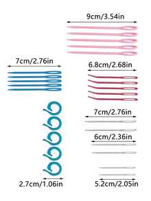 [26pcs/Set] Tip Hand Sewing Needle & Marker Clip Set, Includes Multi-Size Plastic & Metal Knitting Needles And Blue Marker Clips, Suitable For Sewing, Patching, Hiding Thread Ends And Other Knitting Craft Needs, Practical Accessory For Hand Knitting - Wool-assisted Sewing Kit - View 2