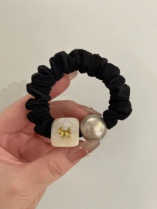 1pc Korean Style Elegant Pearl Puppy Hair Scrunchie, Bun Holder - Multicolor - View 8