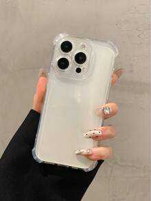 1pc Transparent Minimalist Full Coverage TPU Shockproof Phone Case Compatible With IPhone 17, 16, 15, 14, 13, 12, 11 Pro Max, Air - Clear - View 1